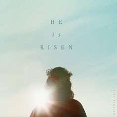 a person standing in front of the sun with their hair blowing in the wind and he is risen