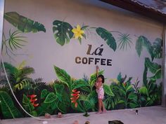 Wall Painting Ideas Creative Outdoor, Wall Painting Flowers, Wall Painting Ideas Creative, Marvel Art Drawings, Tropical Frames, Wall Street Art, Coffee Shops Interior