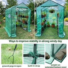 an image of a garden greenhouse with instructions to grow plants in the ground and inside