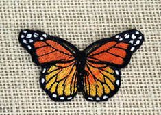 an orange and black butterfly sitting on top of a piece of cloth