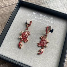 Baublebar Crustacean Sensation Crab Red Bedazzled Earrings Nwt Crustaceans, Marine Life, Crab, Red, Women Shopping, Color