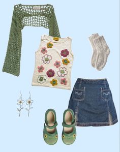 Garden Core Aesthetic Outfits, Yotsuba Core Outfits, Nostalgia Aesthetic Outfits, Jumino Core Clothes, Bugcore Outfits, Market Outfit Aesthetic, Grunge Outfits 90s Summer, Maxamilist Outfits, Modern Cottage Core Outfit