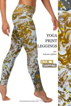 Discover a new level of comfort and style with these yoga print leggings featuring the captivating abstract art of Ellen Palestrant. Embrace the autumn aesthetic and enhance your practice with these smooth, comfy leggings. The perfect gift for any yoga enthusiast or an addition to your own wardrobe. With so many prints available, you won't want to miss out! Follow us and shop now to explore the collection. Art Of Movement, Yoga Prints, Yoga Essentials, Yoga Outfits, Comfy Leggings