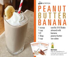 an advertisement for peanut butter banana milkshake