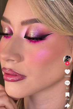 Makeup Fucsia, Maquillaje Full Color, Fast Makeup, 60s Makeup, Party Makeup Looks, Prom Eye Makeup, Barbie Makeup, Birthday Makeup, Eye Makeup Pictures