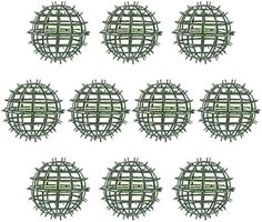 eight green barbed wire circles on a white background