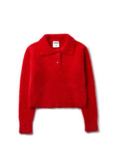 Editor's notesThis sweater features cropped fit, warm and soft texture, two-button collar detail. It can be styled in various ways.- Cropped - Regular fit- Warm material- Soft to touch- Less shedding than wool- Two-button collarMeasurements(in.)One size- Total length: 18.11 in. - Shoulder: 14.17 in.- Chest: 17.32 in. - Sleeve length: 22.83 in. Composition & Care- 100% Polyamide- Dry cleaning recommended- Do not bleach- Do not tumble dry- Lay down to dry in the shade- Cropped Sweater With Button Closure For Winter, Winter Cropped Tops With Button Closure, Winter Cropped Top With Button Closure, Classic Cropped Winter Tops, Classic Cropped Tops For Winter, Red Sweaters, Knitted Sweaters, Knitwear, Sleeve Length