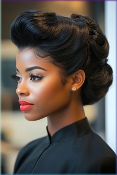 Oh my gosh, this is the best hair hack EVER!  Thank you to @quintymijam for sharing!! Formal Upstyles For Medium Hair, 1920s Hairstyles Black Women, Olivia Pope Hair Hairstyles, Flapper Era Hairstyles, Modern Victory Rolls, Wedding Hairstyles Lace Wig, Updos With Wigs, Permed Hairstyles Black Women Short Hair, Big Hair Photoshoot Black Women