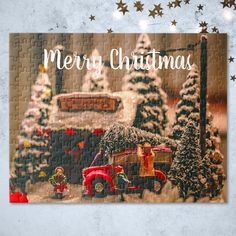 a jigsaw puzzle with the words merry christmas on it