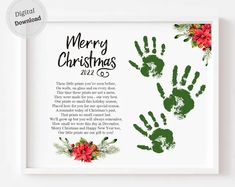 a christmas card with handprints on it