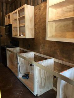 the unfinished cabinets are ready to be installed