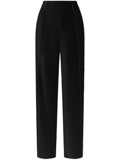 black high-waisted pleat detailing belt loops concealed front fastening two side slit pockets two rear jetted pockets tailored cut Cinq A Sept, High Rise Pants, Pleated Pants, Tailored Pants, Tailored Trousers, Bottoms Pants, Wide Leg Pants, Black Pants, Womens Bottoms