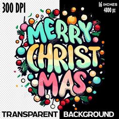 a merry christmas poster with the words transparent and background in black, white, green, red