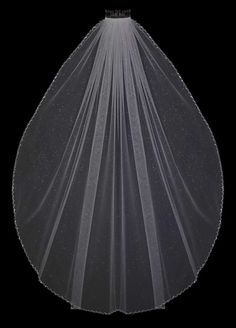 a white veil is hanging from the top of a headpiece on a black background