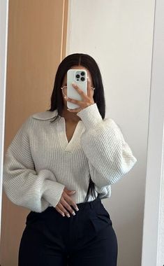 Feminine Era Outfit, Grey Elegant Outfit, Cute Fall Outfits Baddie, Cozy Work Outfit, Corporate Casual, Cute Professional Outfits, Neat Casual Outfits, Work Fits, Cute Modest Outfits