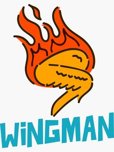 the logo for wingman is shown in blue and orange letters on a white background