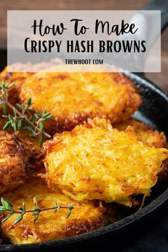 how to make crispy hash browns in a cast iron skillet with rosemary sprigs