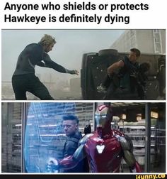 the avengers and iron man movie memes are shown in two different pictures, one is pointing