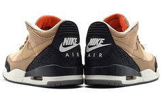 The Air Jordan 3 Retro JTH NRG is a special edition shoe created in collaboration with Justin Timberlake. This version of the popular Air Jordan 3 shoe features a tan soft suede upper, blacked-out elephant print overlays, and Nike Air logos at the heels. Aggressive text accents include phrases like “HIGHER” on the ankle as well as “FAME IS A LIE” and “STRESS IS CRUEL” on the insoles. This unique shoe is perfect for any Justin Timberlake fan or anyone who wants to make a statement with their foot Unique Shoe, Nike Air Force 1 Custom, Nike Air Jordan Shoes, Unique Sneakers, Jordan 3 Retro, Air Jordan 3 Retro, Nike Air Jordans, Air Jordan 3, Unique Shoes