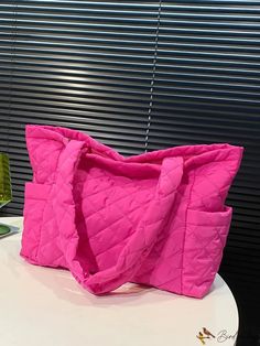 BirdinBag - Quilted Neon Pink Shoulder Tote - Chic and Stylish Bag Style, Shoulder Tote Bag, Handle Bag, Shoulder Tote, Womens Tote Bags, Neon Pink, Fashion Bags, Hot Pink, Bag Lady