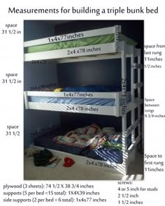 measurements for building a triple bunk bed