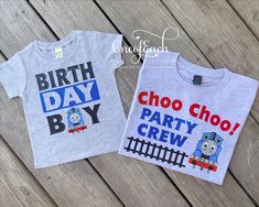 Great for the little Thomas fan! Just leave name in notes during checkout and tee color choice. Other train characters available just ask!  Bodysuits, infant tees, and toddler tees available! Other color tees and Bodysuits also available just ask :) Care instructions: wash inside out and hang dry for best results Thomas The Train Birthday, Birthday Boy Party, Train Birthday, Thomas The Train, Boy Birthday Parties, Boy Party, Toddler Tees, Birthday Boy, The Train