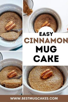 cinnamon mug cake with pecans in it