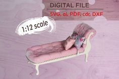 svg Doll House sofa in 1:12 scale. Cut and create your own doll furniture! Digital download file. You will not receive any physical product. ! *Price include: ZIP archive with SVG, DXF, CDR, AI, PDF files of frame for assembling 1 miniature sofa + pdf instruction. **Please, MAKE SURE if this type of files are good for your machine. Assembled furniture will be good for 1:12 scale dollhouse. Check the measurements in the picture gallery. File intended for cut 1.5 mm thickness material. Doesn't inc Diy Doll Sofa, Sofa Pattern, Doll Bed Diy, Diy Storage Rack, Doll Furniture Diy, Doll Bed, Barbie Furniture, Miniature Furniture, Doll Furniture