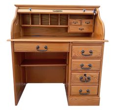 PRICES MAY VARY. 40.5"W x 24"D x 45"H 👍 Solid Oak Quality Construction Perfect desk to organize your home office Hutch Top Features Solid Oak Roll Down Tambour With Full Canvas Underneath with Key Lock🗝️ Electrical Plug and USB ports built in to desk writing surface for easy access. Base includes 2 drawers. 1 Deep File Drawers with Metal Glides & Key 🗝️Locks Solid Oak Drawer Fronts Pull Out Writing Tablet for Mouse Pad or Writing Space. Felt Lined Center Drawer With Solid Oak Pencil Organizer Small Roll Top Desk, Secretary Desk With Hutch, Traditional Home Office, Desk With Keyboard Tray, Lined Drawers, Student Desk, Roll Top Desk, Keyboard Tray, Student Desks