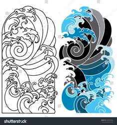 an image of waves in the ocean coloring book page for adults and children, black and white