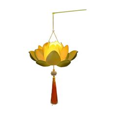 a yellow flower hanging from the ceiling