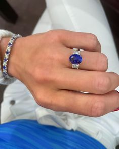 Sapphire Three Stone Engagement Ring, Large Sapphire Ring, Custom Sapphire Engagement Ring, Sapphire Antique Ring, Ring Upgrade, Couple Ring Design, Blue Sapphire Jewelry, Diamond Three Stone Ring, Oval Sapphire Ring