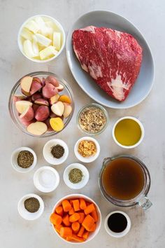 the ingredients are laid out on the table to make this meat and veggie dish