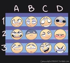 cartoon faces with different expressions and numbers