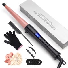 PRICES MAY VARY. 【Tapered Wand Curling Iron】Conical barrel tapers from 1 inch to 1/2 inch for looser to tighter curls. Style instantly with no clamp, simply wrap, no stress and creases. JAETON hair wand helps to instantly create bouncy curl or loose curls 【Ceramic Wand Hair Curling Wand】JAETON hair curling iron is made of professional ceramic tourmaline, helps you quickly create a smooth and shiny hairstyle with less frizz. With heating PTC tech, the barrel can heat up fast in 30s, save your tim Hair Curler Wand, Ceramic Hair Curler, Hair Curling Wand, Wand Curling Iron, Small Curls, Wand Hairstyles, Frizz Free Curls, Curling Iron Hairstyles, Curling Hair With Wand