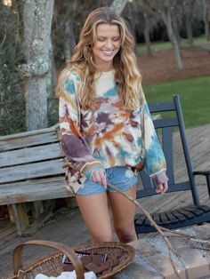 Taylor Oversized Sweater|Sunset Tie-Dye – Natural Life Big Sweaters, Tie Dye Sweater, People Brand, Autumn Clothes, Natural Life, Blue Ties, Blue Tie Dye, Athletic Fits, Oversized Sweater