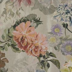 a floral wallpaper with flowers and leaves on the back ground, in pastel colors