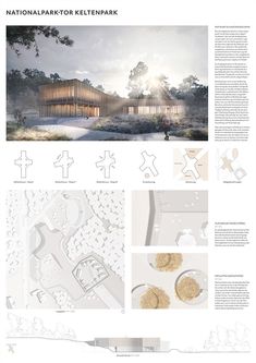 an architectural diagram shows the various sections of a building and its surrounding area, including several different