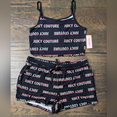 Brand New With Tag. Black Pajama Tank And Pajama Shorts By Juicy Couture! Very Soft Fabric! Size Xl - Only One In This Style! Price Firm. Black Sleepwear, Velour Shorts, Black Pajamas, Sleepwear Dress, Velvet Shorts, Lounge Pajamas, Girly Accessories, Lounge Shorts, Print Pajamas