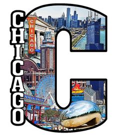 the letter c is made up of images of chicago