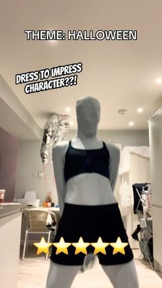 a mannequin in a black and white outfit with five stars on the bottom