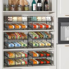 Maximize your kitchen or pantry space with this stackable can storage organizer. Made from durable stainless steel, it features an adjustable tilt design for easy access. Perfect for organizing cans or food items, this 2-tier rack can be stacked or used separately, offering versatile storage solutions. It includes 3 metal connectors and is stable with non-slip foot pads, ensuring safety and convenience in your kitchen or pantry. Prep & Savour | Prep & Savour Stackable Can Storage Organizer, Sta… Pantry Organizing Containers, Organizing Deep Pantry Shelves, Can Storage Pantry, Organizing Containers, Pantry Space, Deep Pantry, Storage Pantry, Diy Pantry, Can Storage