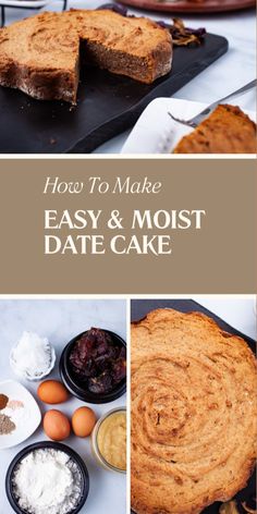 Satisfy your sweet tooth with this irresistible gluten-free and dairy-free date cake. Made with wholesome ingredients and warm spices, it's the perfect guilt-free treat for any occasion. Visit the blog for the full recipe! Moist Date Cake Recipe, Date Cake Recipe, Date Cake, Gluten Free Cakes