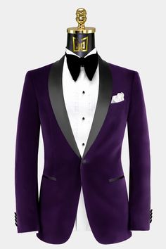 Mens-Purple-Velvet-Tuxedo-Jacket-Groom-Wedding-Blazer-from-Gentlemansguru.com Men’s Purple Blazer, Purple Groom Tuxedo, Purple Prom Tuxedo Ideas, Purple Blazer Outfit Men, Tuxedo Aesthetic, Velvet Jacket Outfit, Purple Velvet Jacket, Royal Purple Wedding, Velvet Blazer Outfit