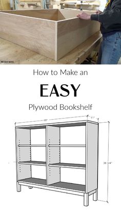 how to make an easy plywood bookshelf with plans for the top and bottom