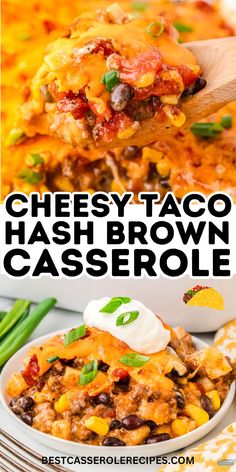 cheesy taco hashbrown casserole on a plate