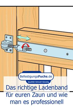 an image of a wooden door with the latch on it's side and instructions to install