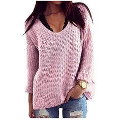 Knitted Lightweight Chunky Sweater. Dress Up And Down Pink V-neck Open Knit Sweater, Winter Stretch Open Knit Top, Stretch Open Knit Winter Top, Stretch Open Knit Top For Winter, Trendy Chunky Knit Top, Winter Pink Open Knit Top, Winter Open Knit Top, Spring Chunky Knit Stretch Sweater, Pink Open Knit Sweater For Layering