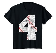 a baseball number four with the number four in it's center t - shirt