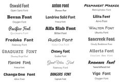 some type of font that is in different styles and sizes, including the upper one